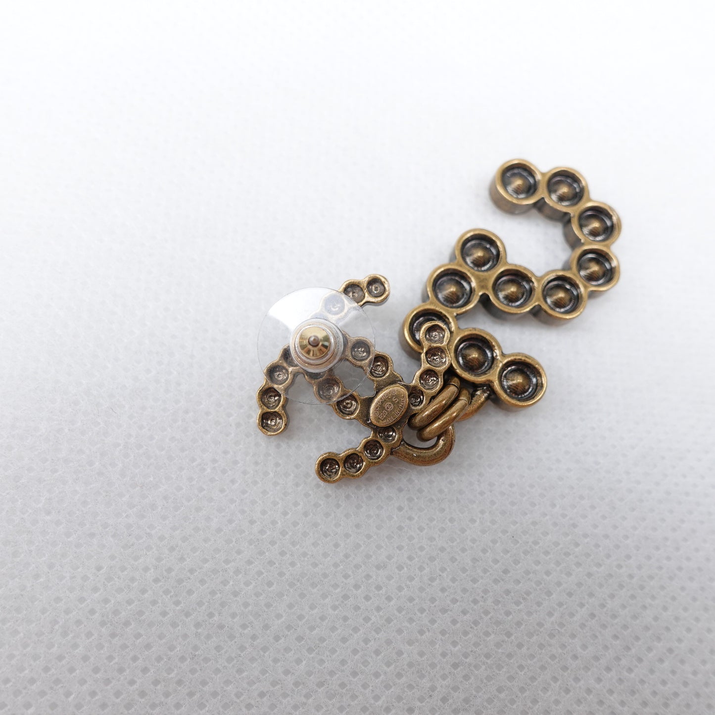 Pre-Owned Chanel Gold-tone Double 5 Diamond Earrings