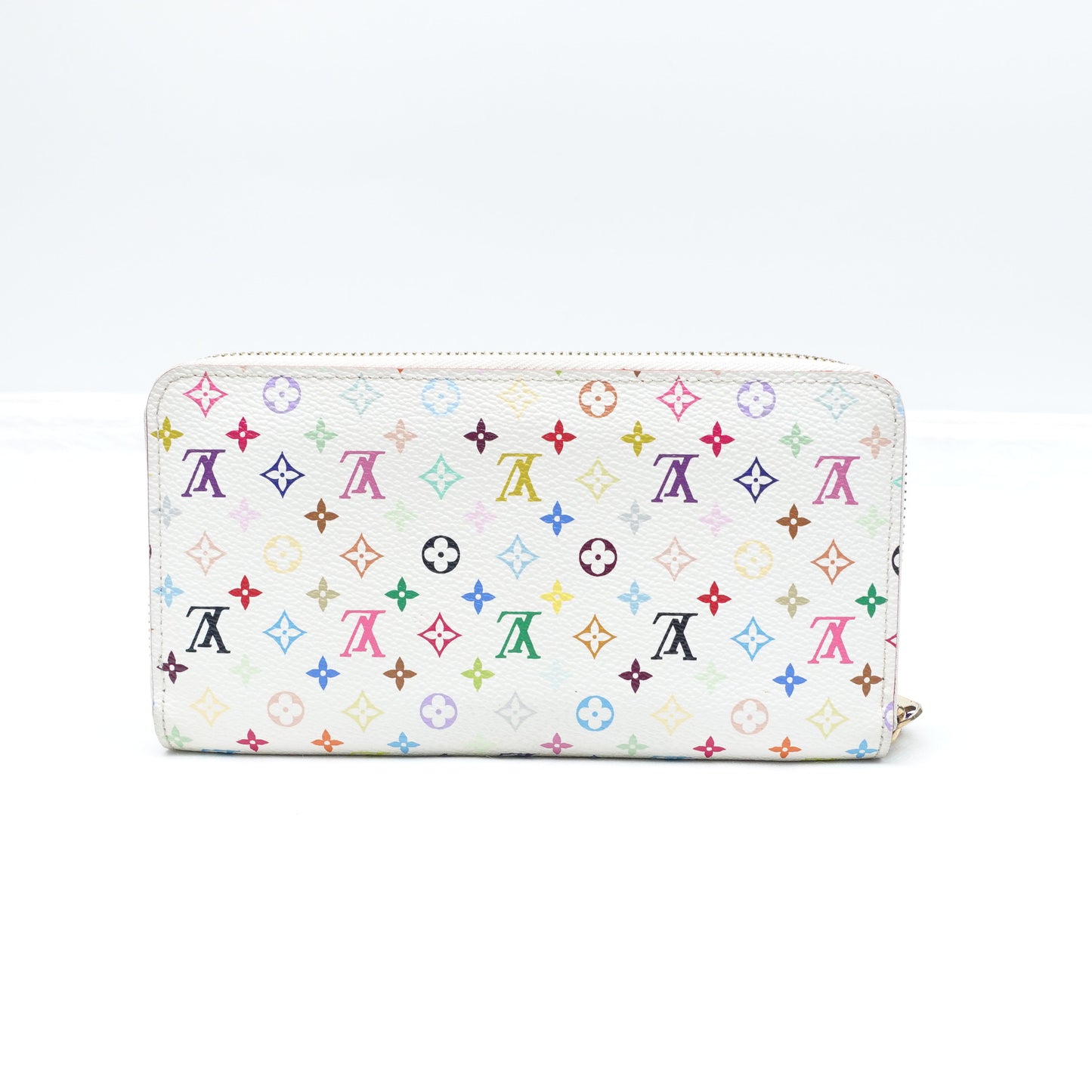 Pre-owned Louis Vuitton Zippy White Multicolor Coated Canvas Wallet