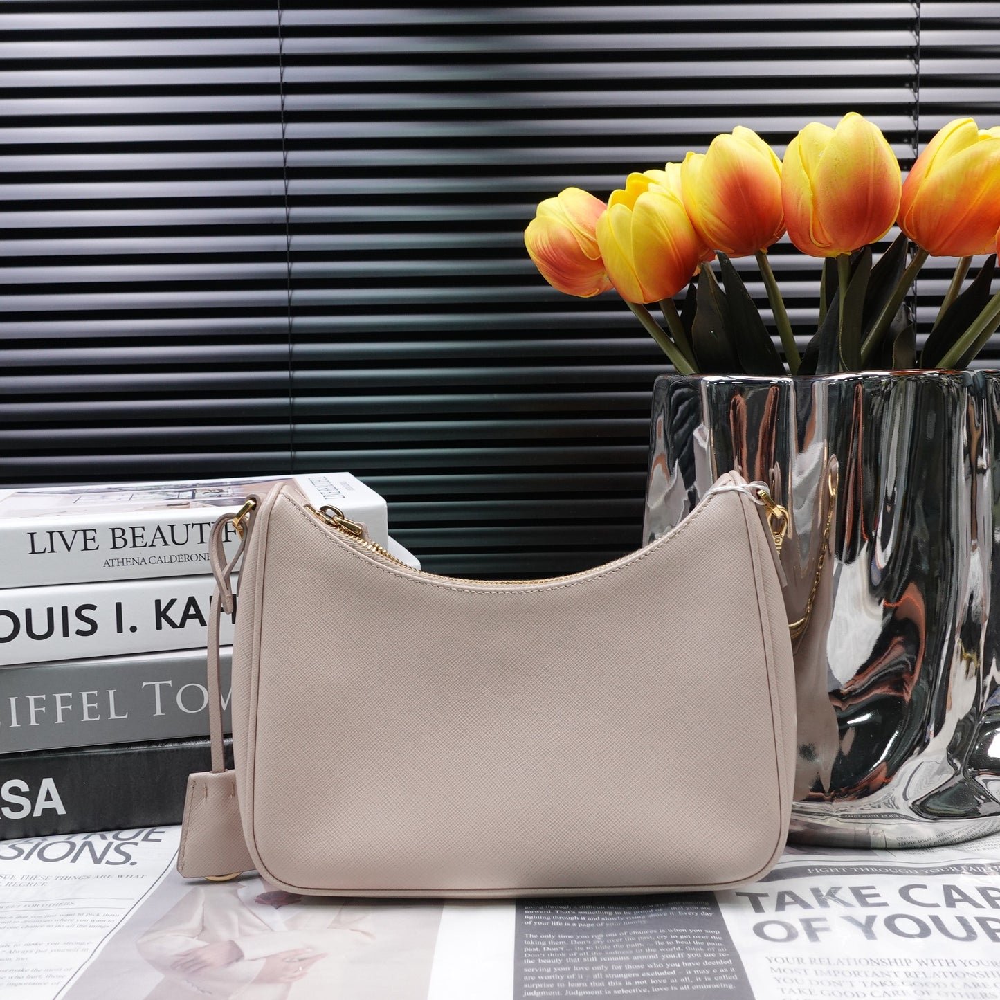 Pre-owned Prada Re-Edition Pink Calfskin Shoulder Bag