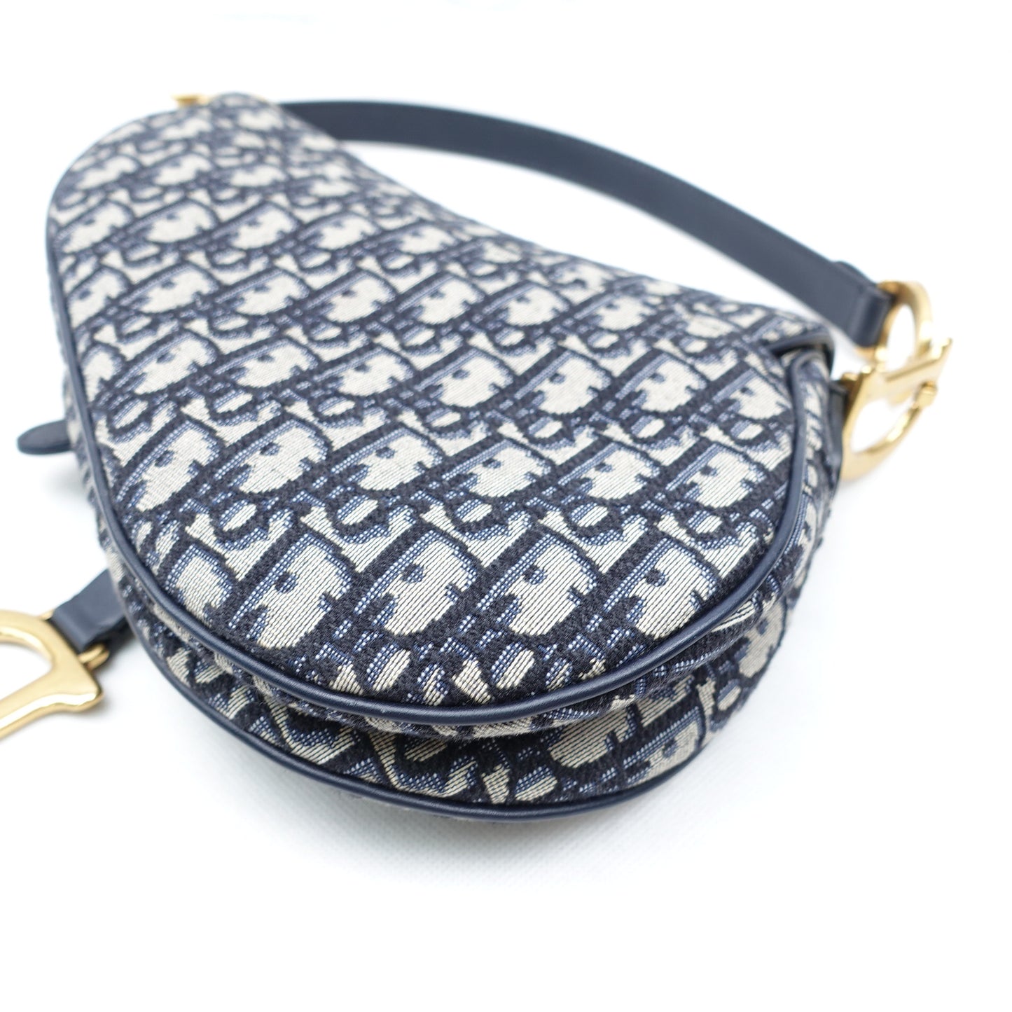 Pre-owned Christian Dior Medium Saddle Oblique Canvas Shoulder Bag