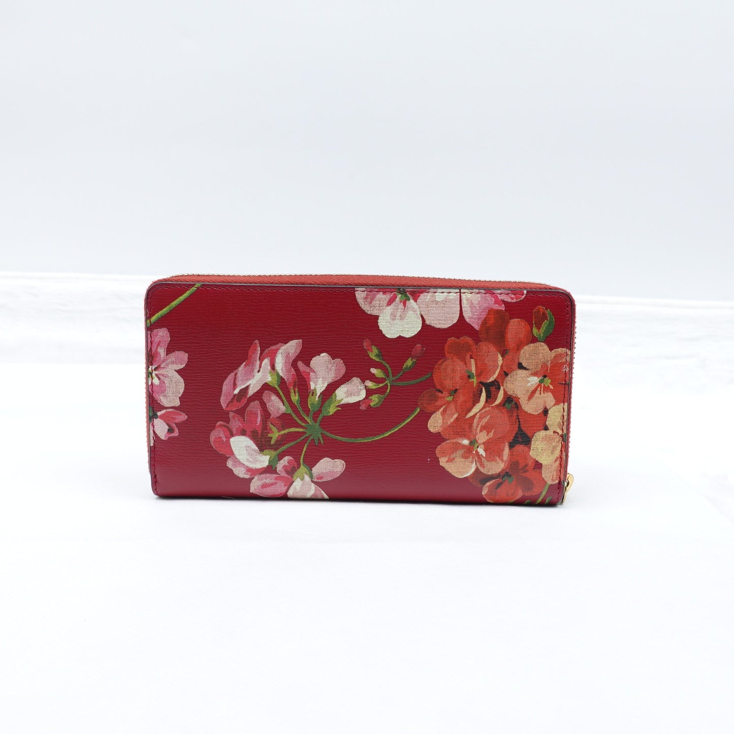 Pre-owned Gucci Flower Red Calfskin Long Wallet