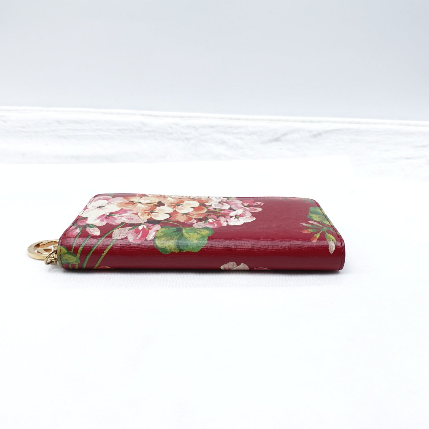 Pre-owned Gucci Flower Red Calfskin Long Wallet