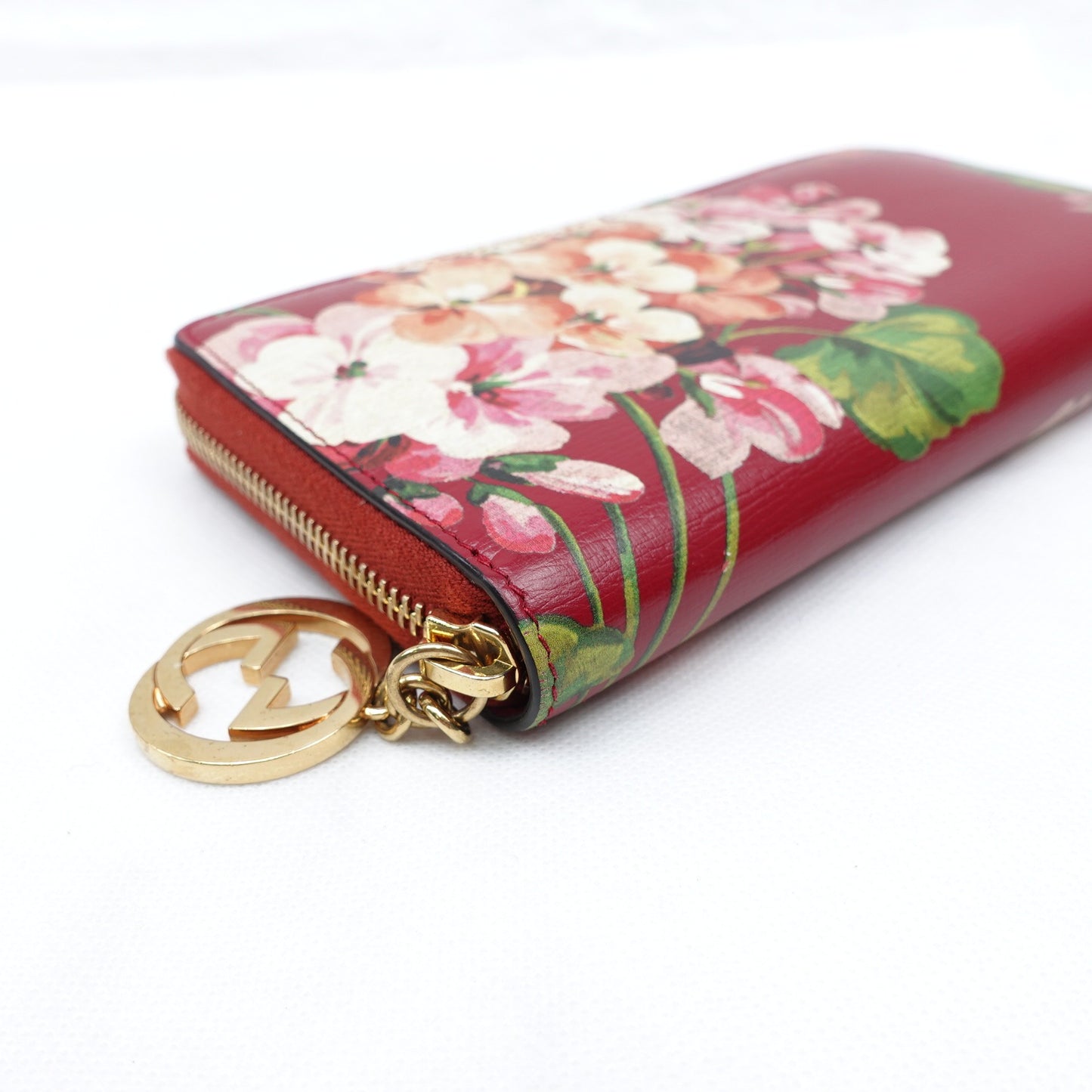 Pre-owned Gucci Flower Red Calfskin Long Wallet