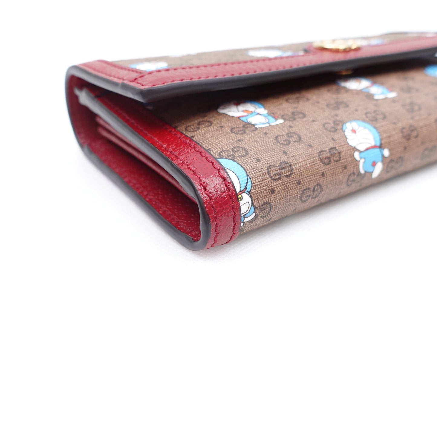 Pre-owned Gucci Doraemon Monogram&Red Coated Canvas Long Wallet