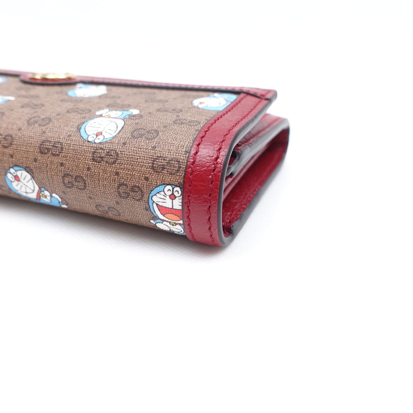 Pre-owned Gucci Doraemon Monogram&Red Coated Canvas Long Wallet