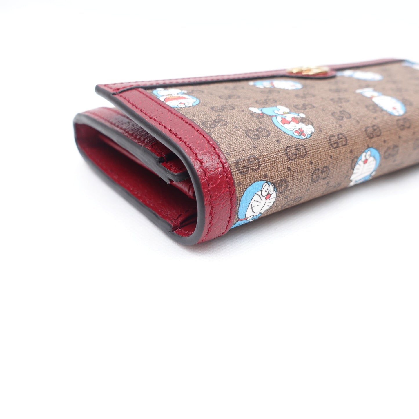 Pre-owned Gucci Doraemon Monogram&Red Coated Canvas Long Wallet