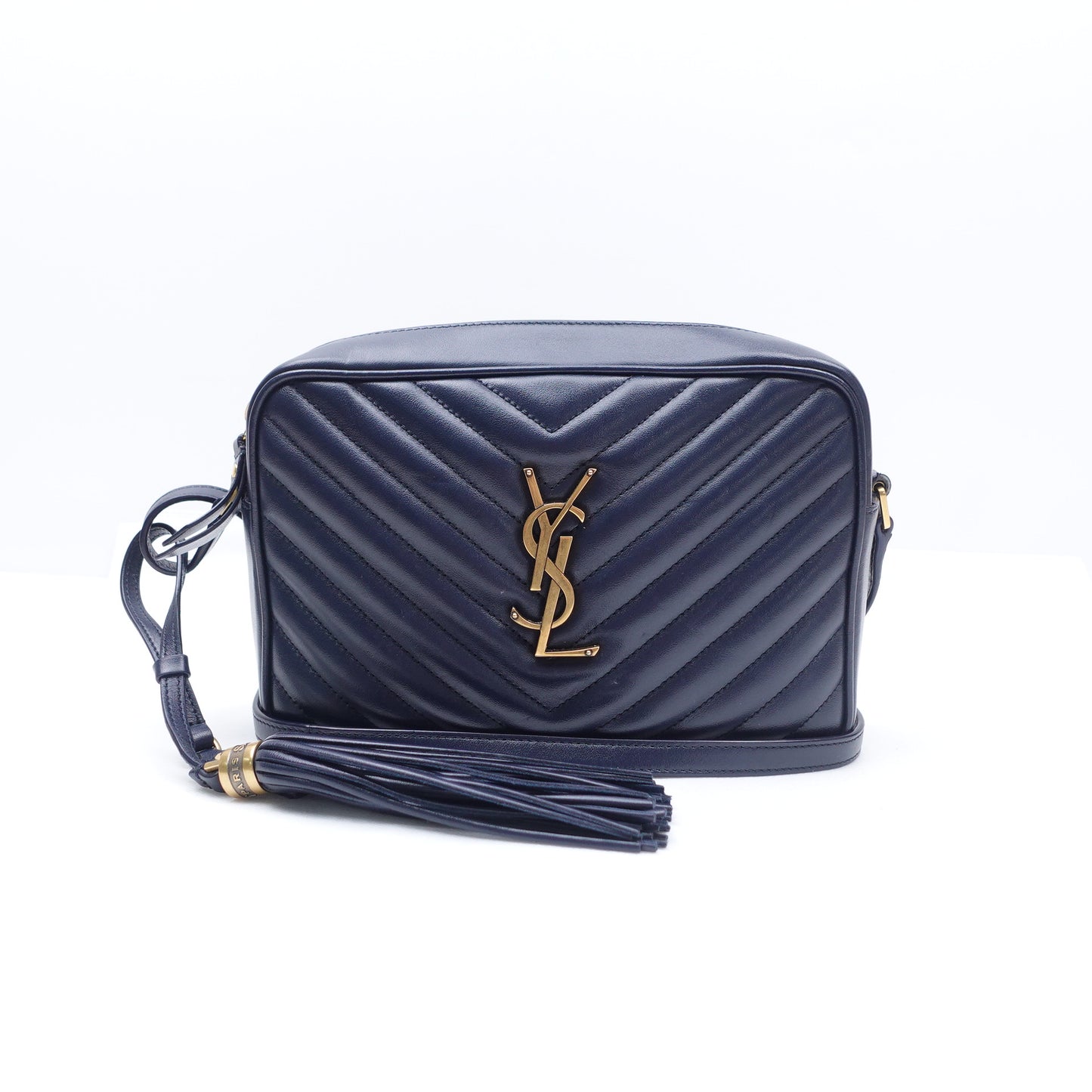 Pre-owned Saint Laurent Loulou Camera Navy Calfskin Crossbody Bag
