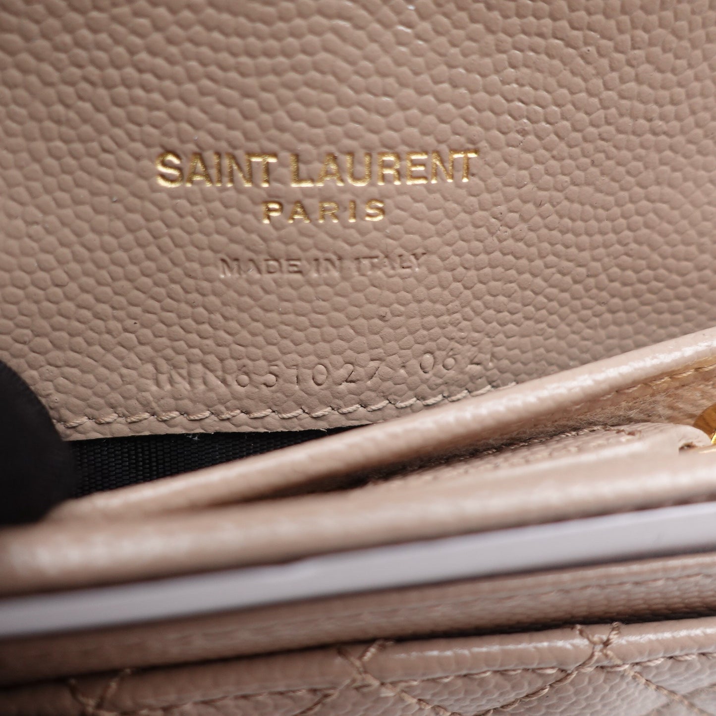 Pre-owned YSL Calfskin Small Leather Goods Yves Saint Laurent Le Monogram Me Beige Short Wallet T10300892