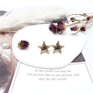 Pre-Owned Chanel Gold Star Black CC Logo Earrings