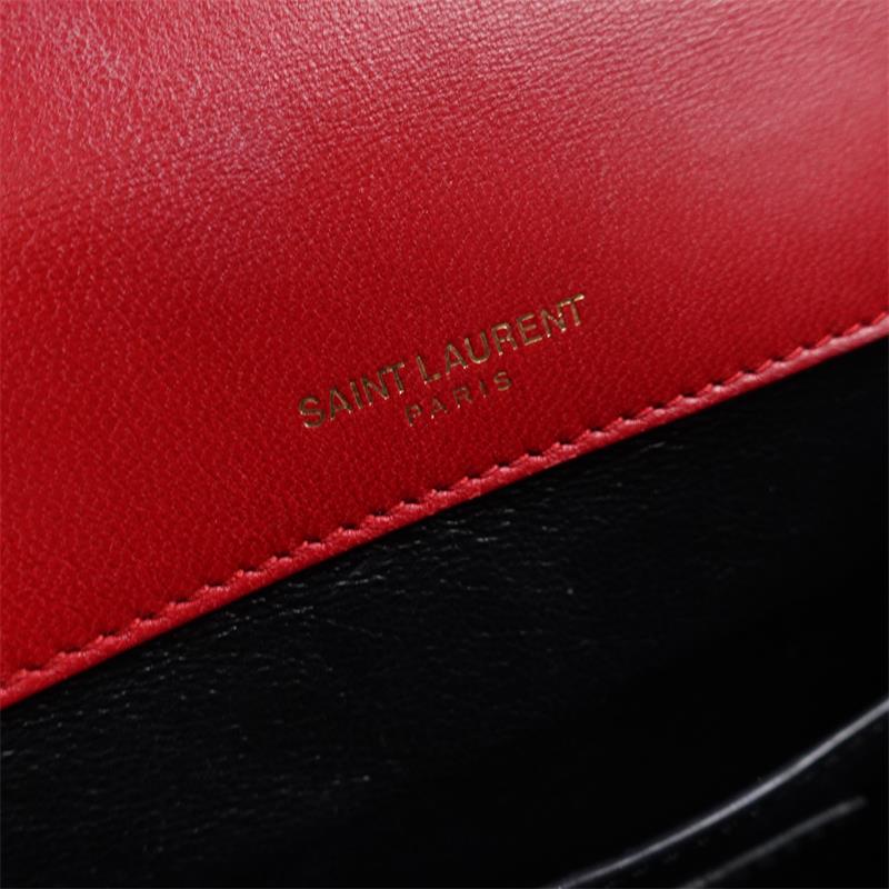 Saint Laurent Vicky Red Calfskin Shoulder Bag