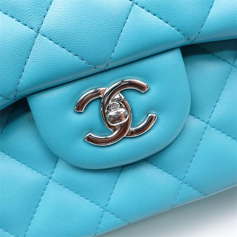 Pre-owned Chanel CF Jumbo Teal Lambskin Shoulder Bag