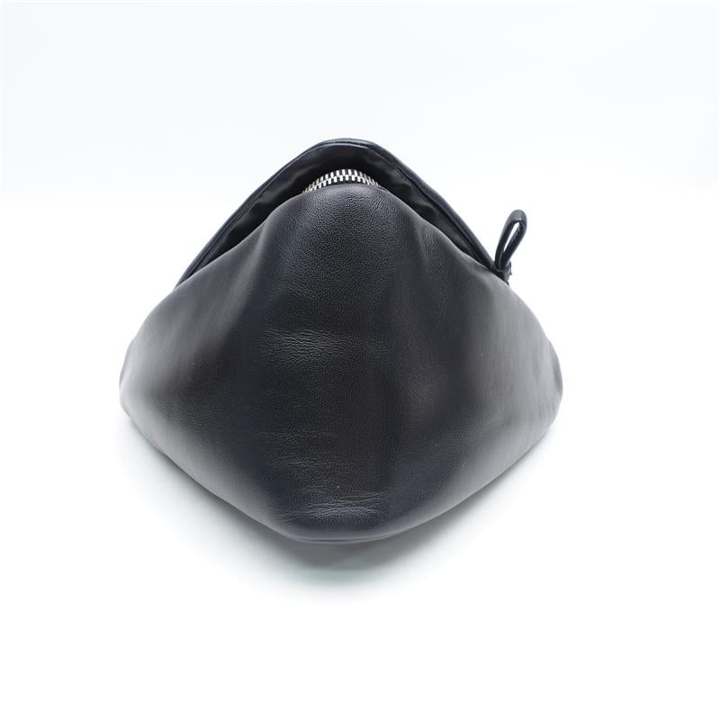 Pre-owned Prada Triangle Black Calfskin Shoulder Bag