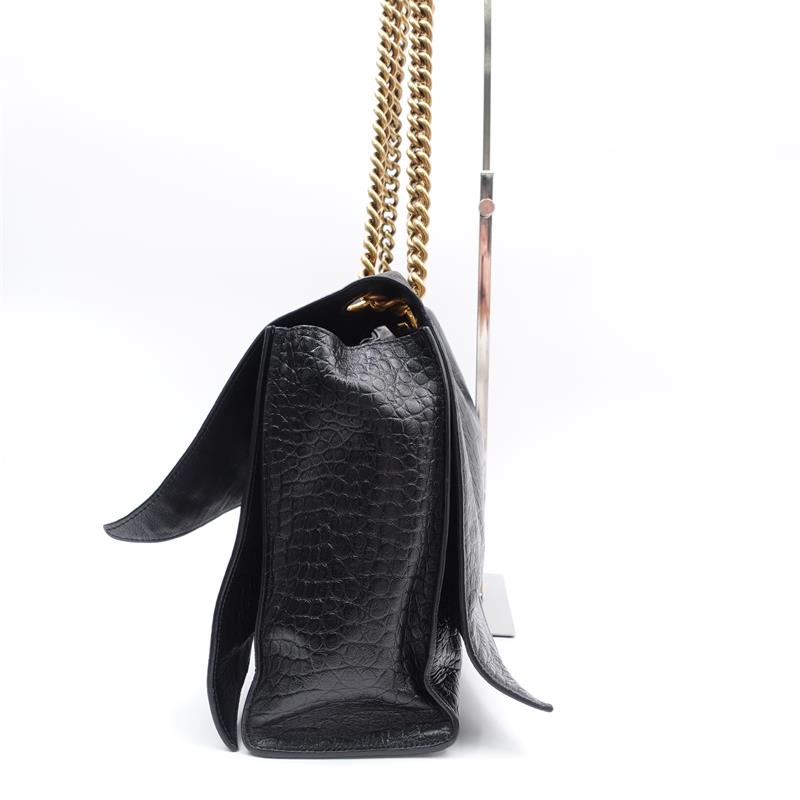 Pre-owned Balenciaga Crush Large Black Calfskin Shoulder Bag