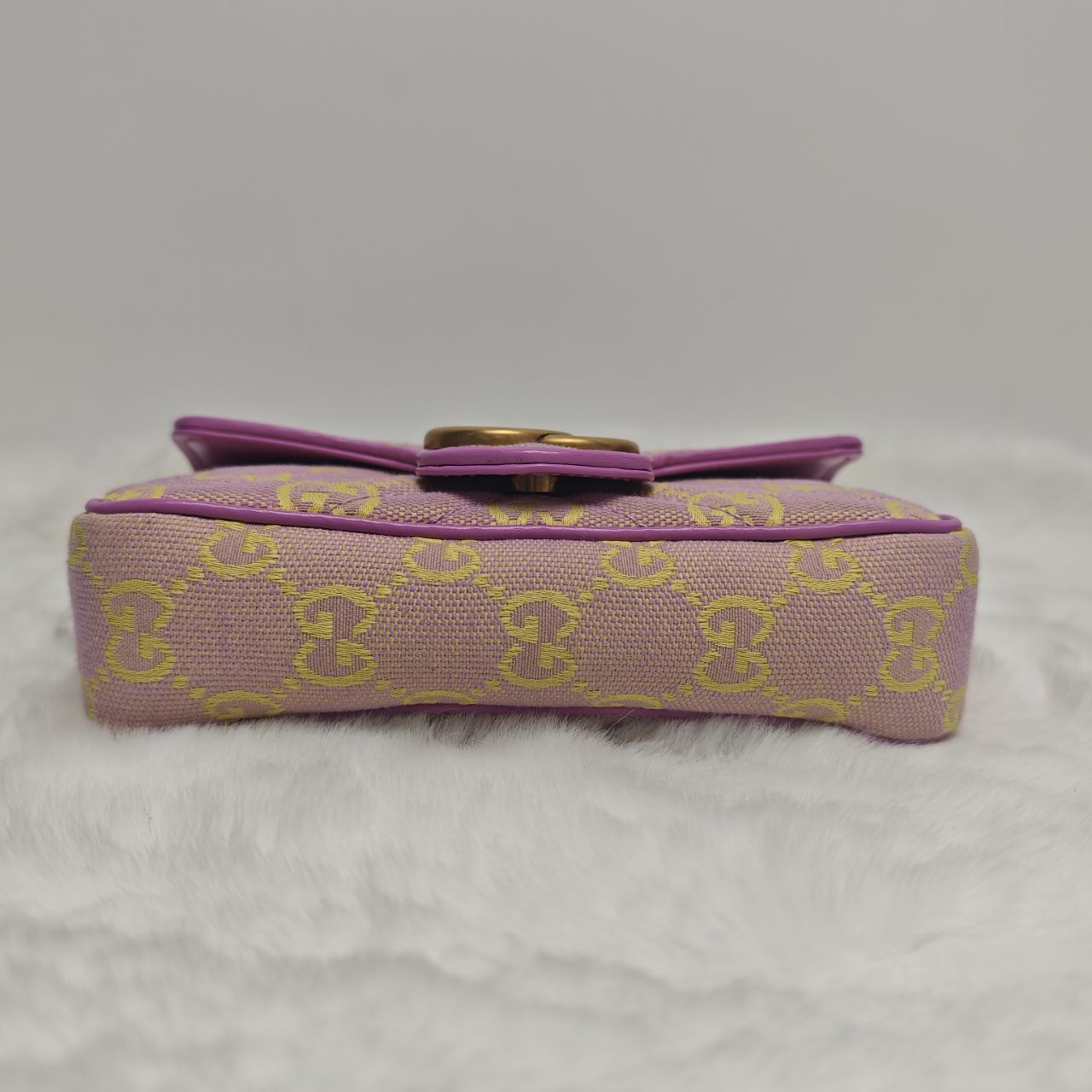 Pre-owned Gucci GG Marmont MINI Purple Canvas Shoulder Bag