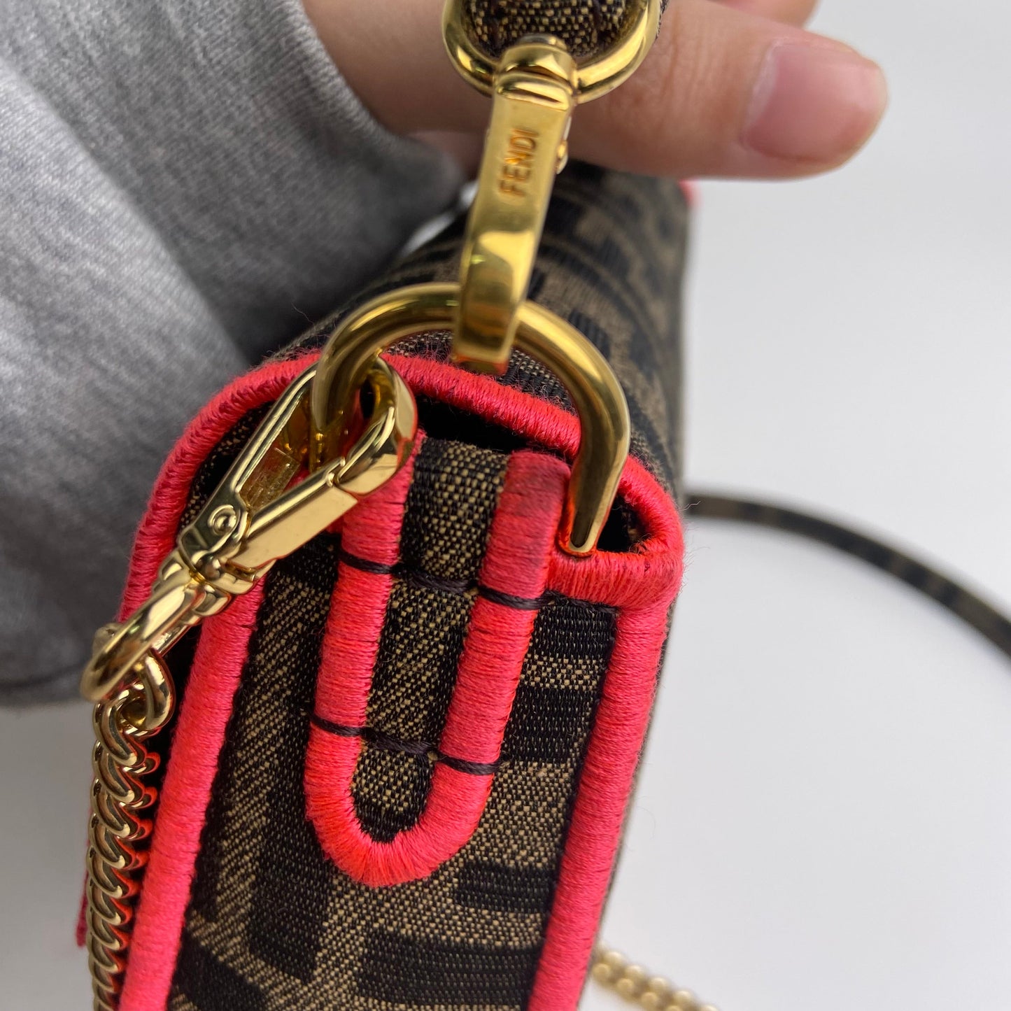 Pre-owned FENDI Canvas Shoulder Bags Baguette Mini FF Brown Shoulder Bag