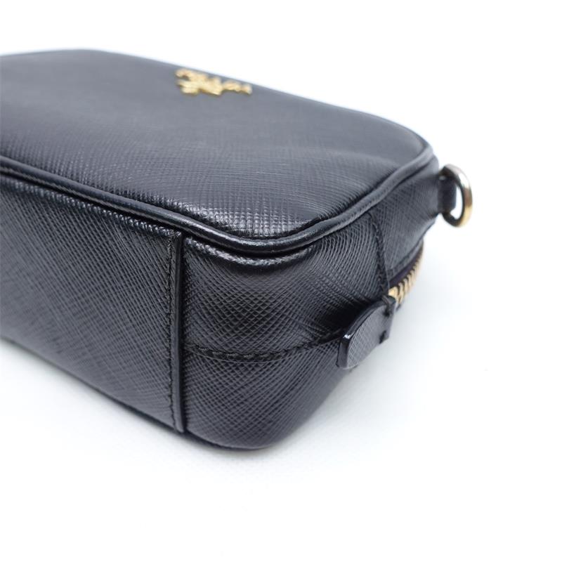 Pre-owned Prada Black Calfskin MINI Camera Bag