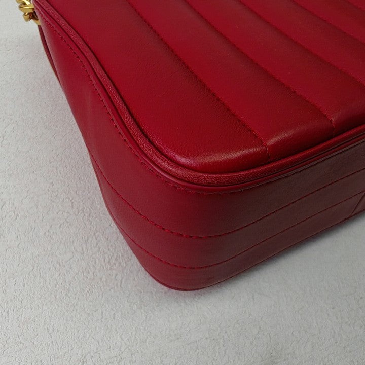 Saint Laurent Vicky Red Calfskin Shoulder Bag