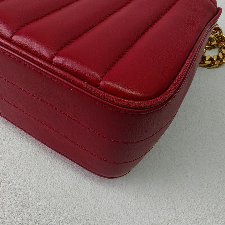 Saint Laurent Vicky Red Calfskin Shoulder Bag