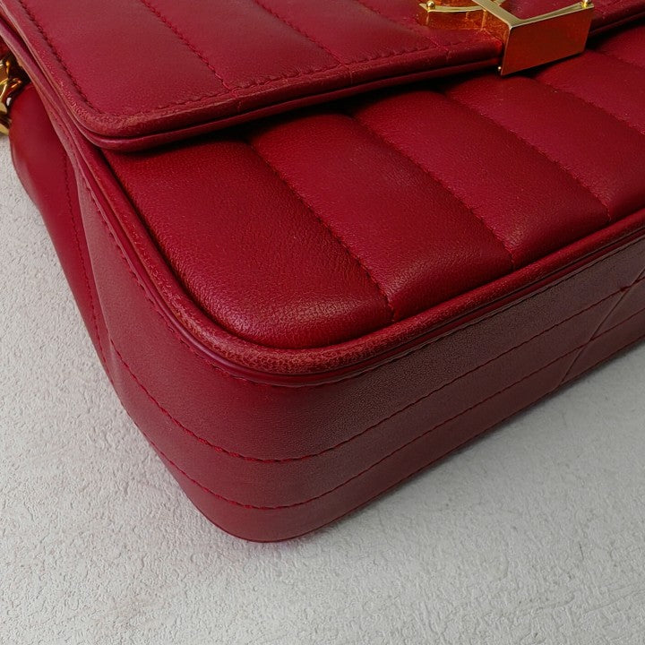 Saint Laurent Vicky Red Calfskin Shoulder Bag