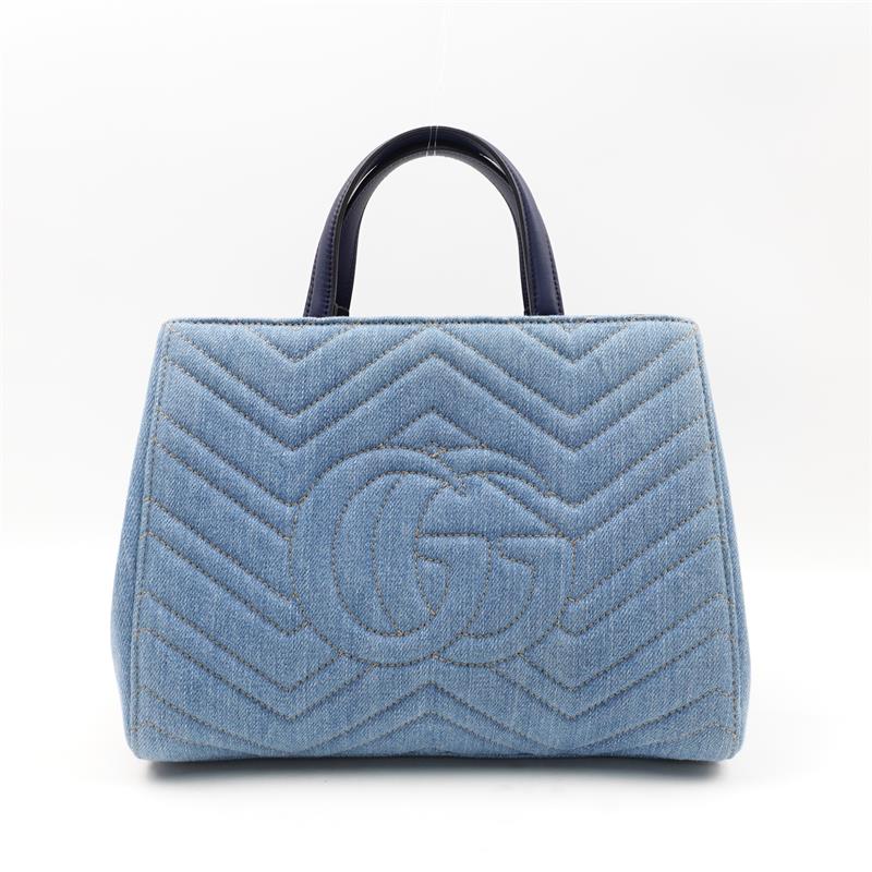 Pre-owned Gucci GG Marmont Denim Canvas Satchel