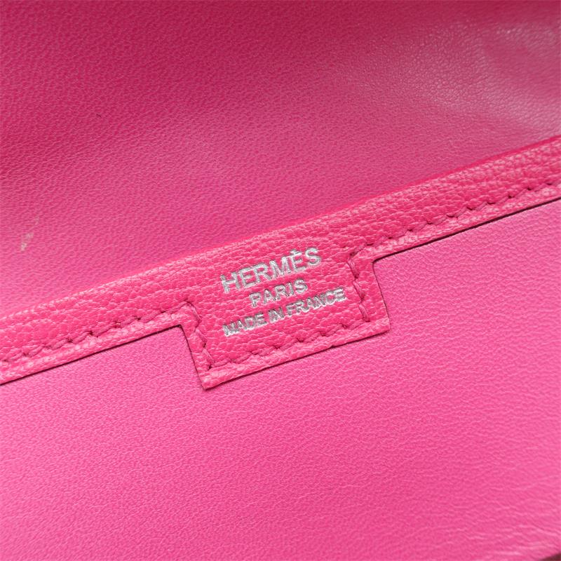 Pre-owned Hermes Jige Fushia Pink Leather Clutch