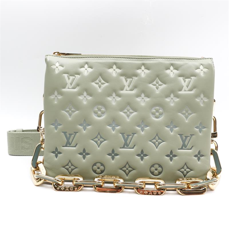 Pre-owned Louis Vuitton Lambskin Shoulder Bags Coussin Green Embossed Shoulder Bag