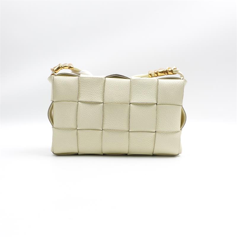 Pre-owned Bottega Veneta Cassette Light Yellow Calfskin Shoulder Bag