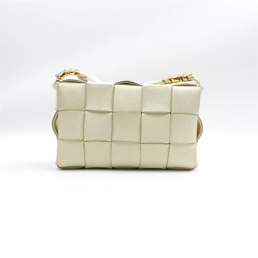 Pre-owned Bottega Veneta Cassette Light Yellow Calfskin Shoulder Bag