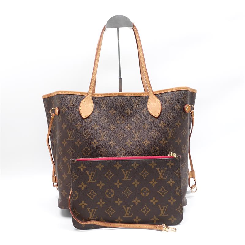 Pre-owned Louis Vuitton Shopper Bags MM Monogram Brown With Fuchsia Pink Coated Canvas Tote W/P