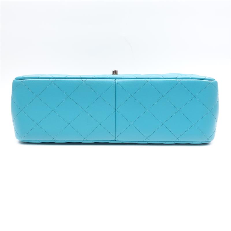Pre-owned Chanel CF Jumbo Teal Lambskin Shoulder Bag