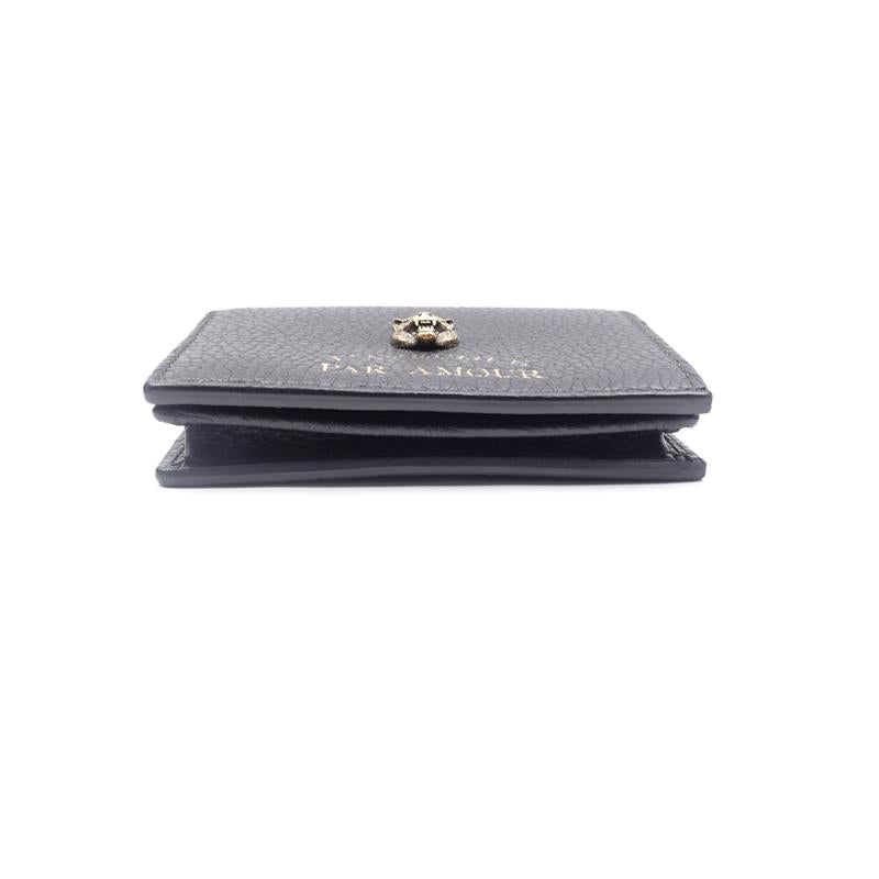 Pre-owned Gucci Black Letaher Animal Short Wallet