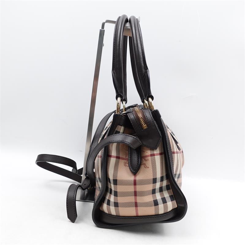 Pre-owned BURBERRY Coated Canvas Shoulder Bags Classic Plaid Beige Brown Shoulder Bag