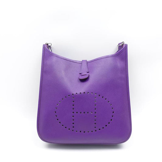 Pre-owned Hermes Evelyne PM Purple Leather Shoulder Bag