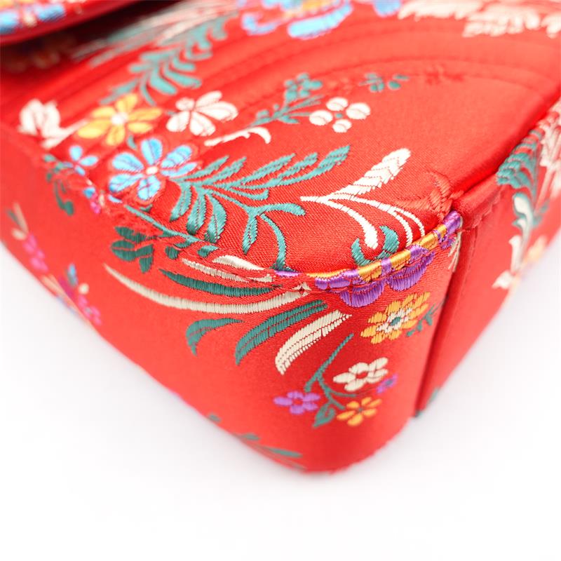 Pre-owned Gucci Marmont Red Silk Shoulder Bag