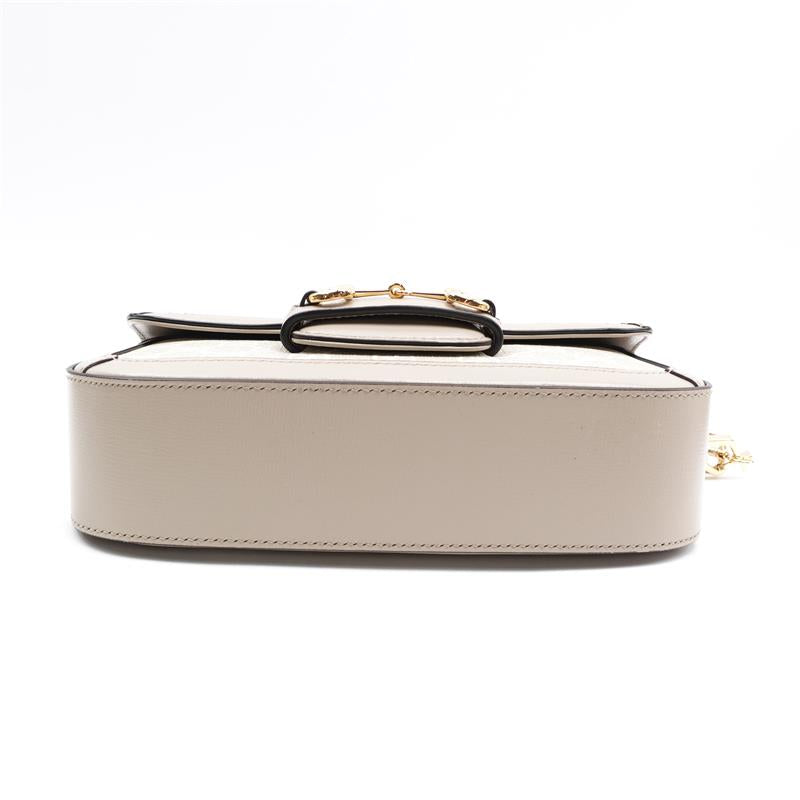 Pre-owned Gucci 1955 Horsebit Beige Coated Canvas Shoulder Bag