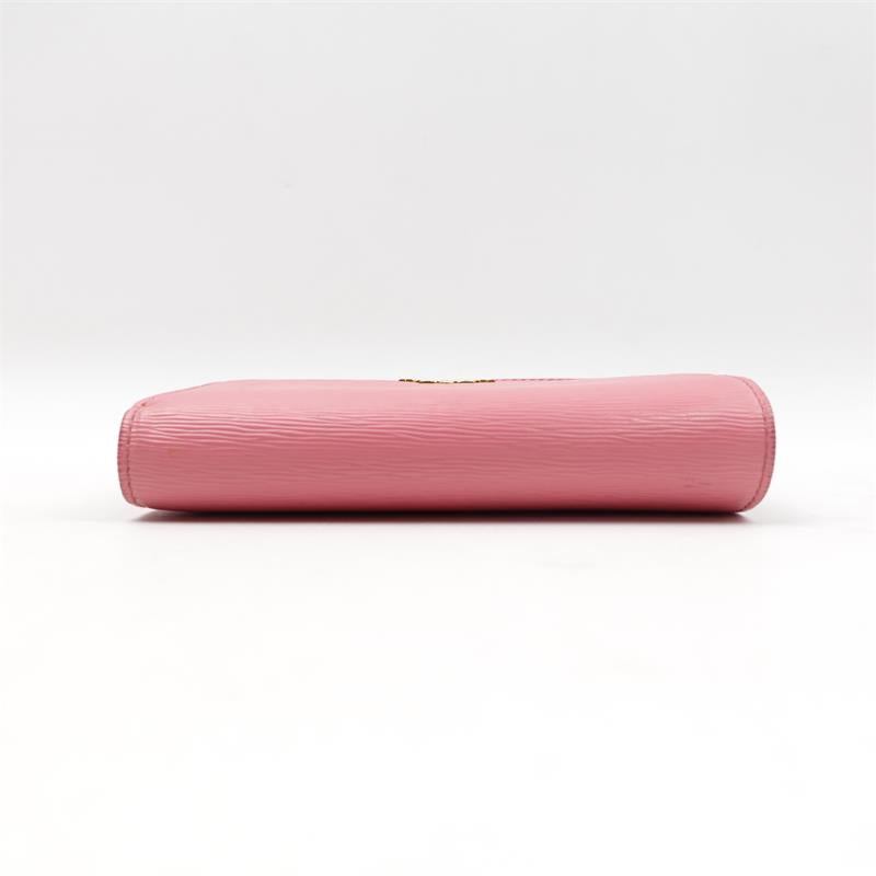 Pre-owned Prada Pink & Gold Calfskin Wallet