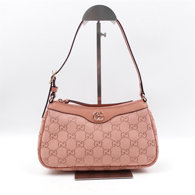 Pre-owned Gucci Ophidia Pink Canvas Hobo Bag