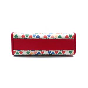 Pre-owned Gucci Heart-Print Red Coated Canvs Tote Bag