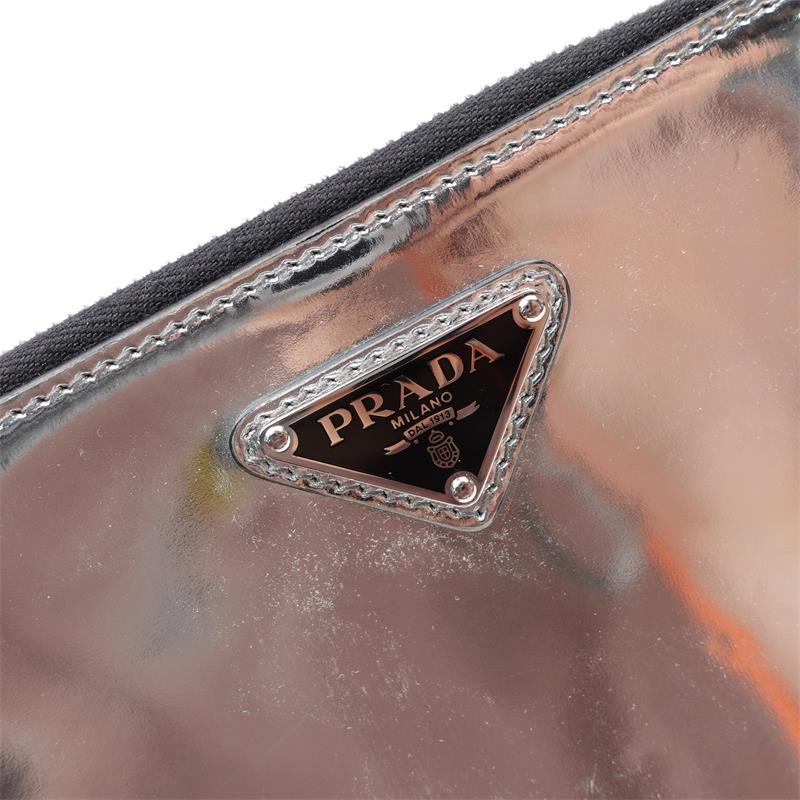 Pre-owned Prada Re-edition Silver Vernis Leather Crossbody Bag