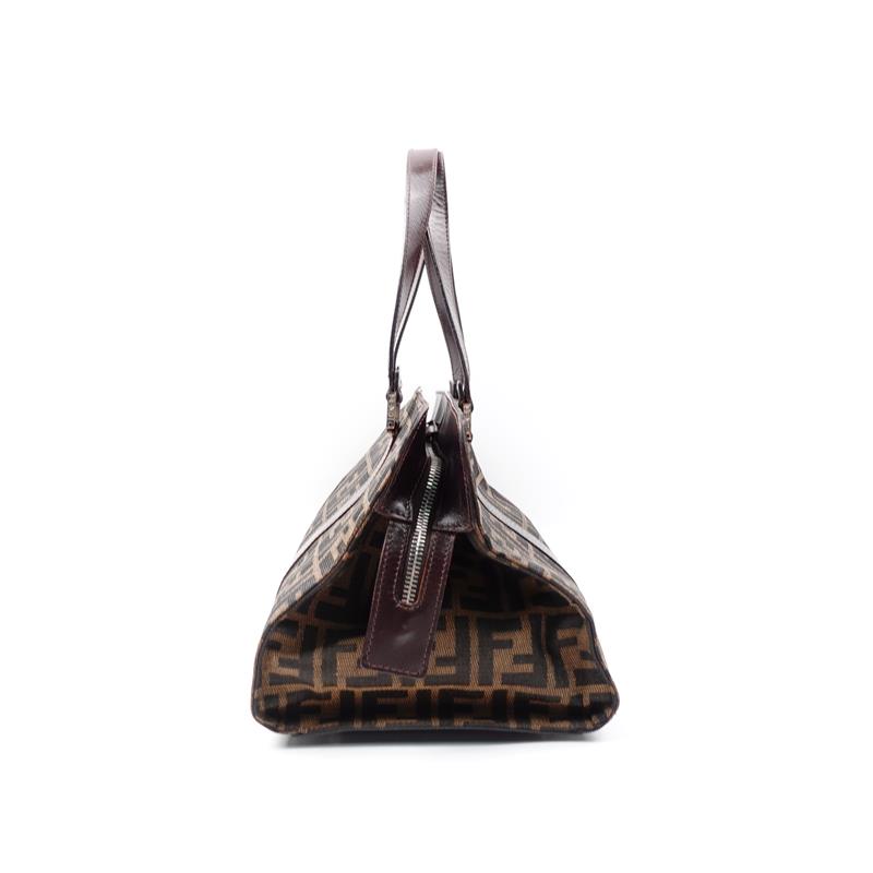 Pre-owned Fendi Boston Brown Canvas Handbag