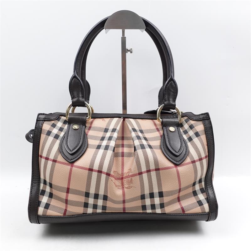 Pre-owned BURBERRY Coated Canvas Shoulder Bags Classic Plaid Beige Brown Shoulder Bag