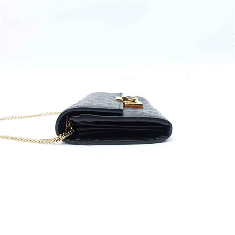 Pre-owned Gucci Padlock  GG Supreme Black Calfskin Shoulder Bag