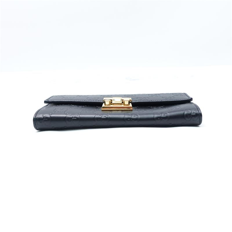 Pre-owned Gucci Padlock  GG Supreme Black Calfskin Shoulder Bag