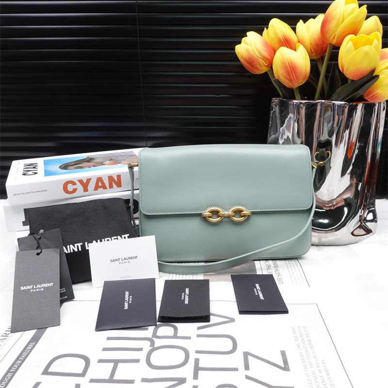 Pre-owned Saint Laurent Maillon Green Calfskin Shoulder Bag