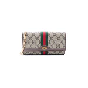 Pre-owned Gucci Ophidia Brown GG Canvas Wallet On Chain