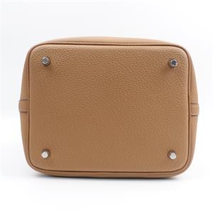 Pre-owned Hermes Calfskin Shoulder Bags Picotin 22 Khaki Shoulder Bag