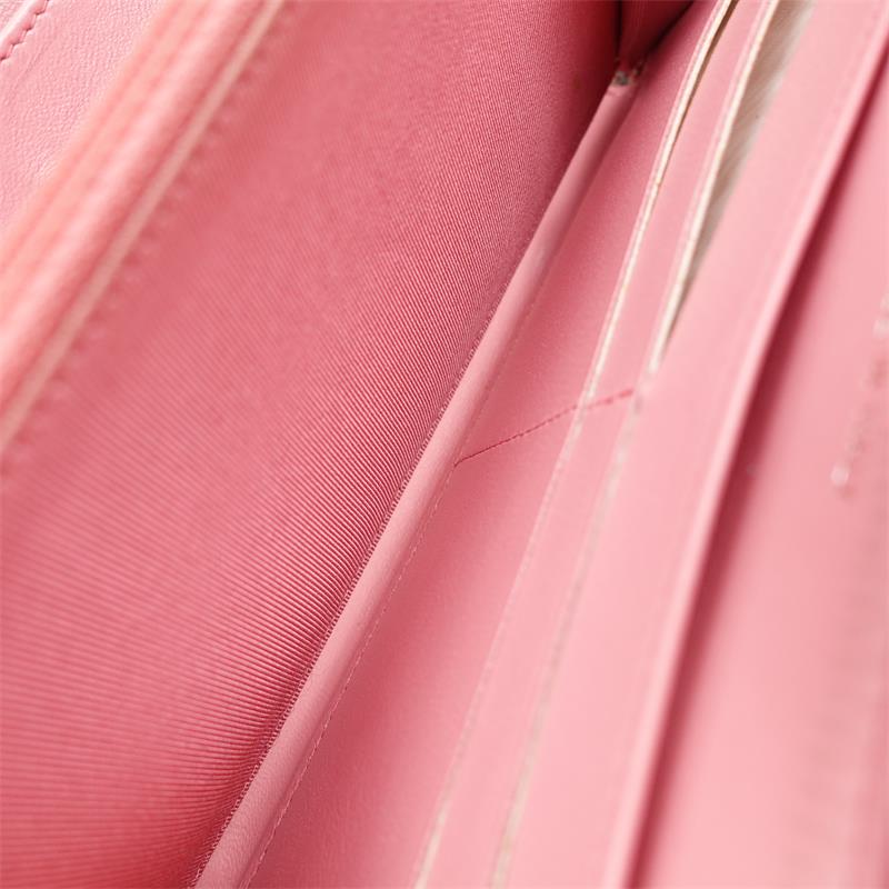 Pre-owned Chanel Pink Lambskin With Silver Hardware Long Zippy Wallet