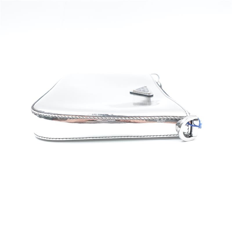 Pre-owned Prada Re-edition Silver Vernis Leather Crossbody Bag