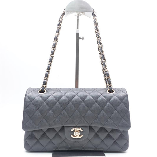 Pre-owned Chanel CF Gray & Gold Caviar Calfskin Shoulder Bag
