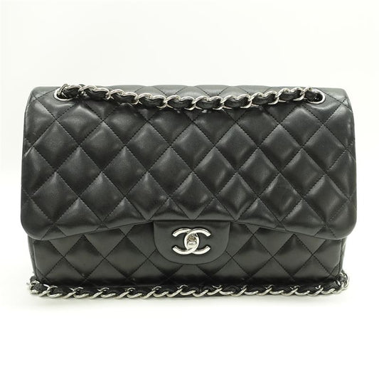 Pre-owned Chanel Calfskin Shoulder Bags CF Jumbo Black Shoulder Bag